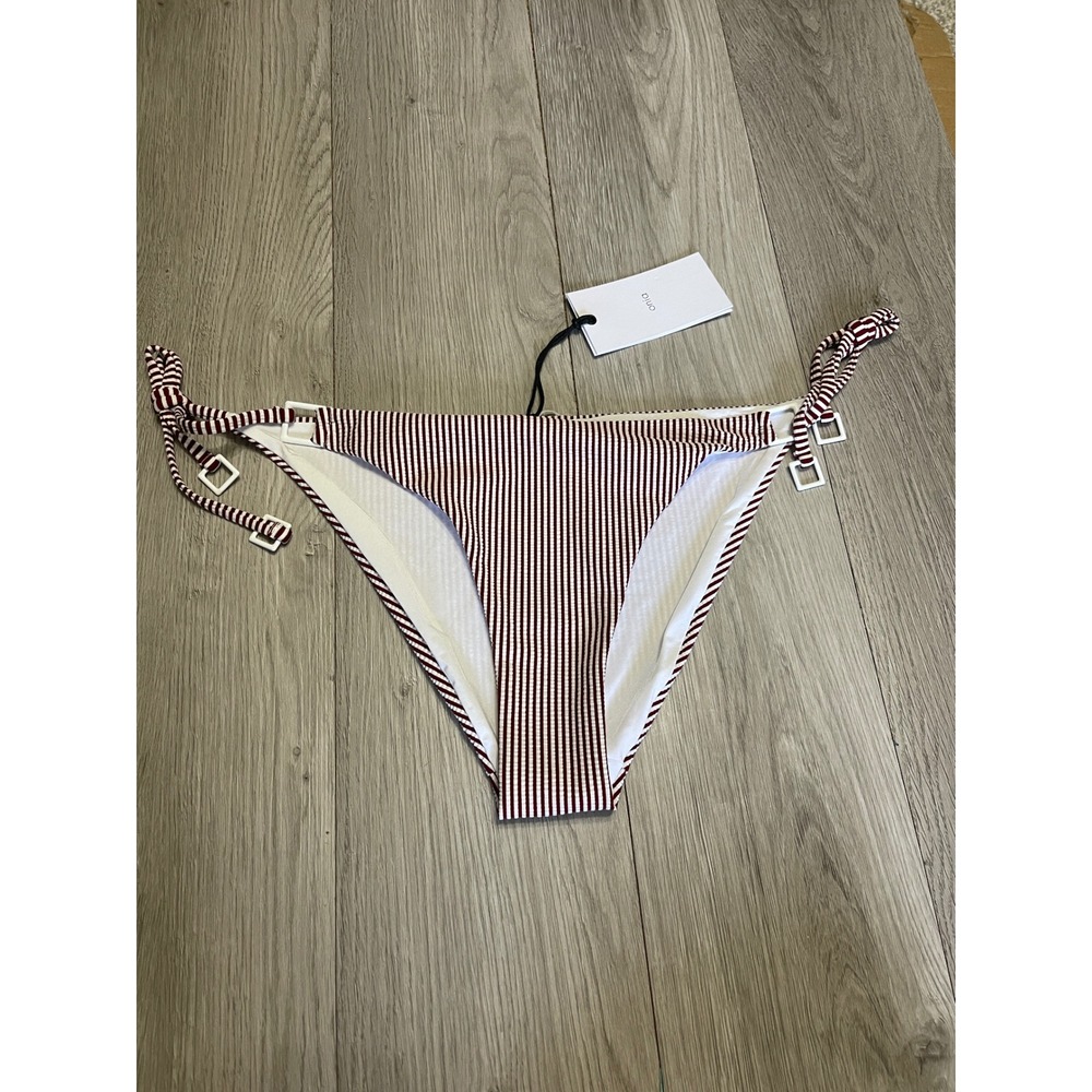 Onia coastal prep red white seersucker bikini bottoms resortwear beachcore - Picture 2 of 13